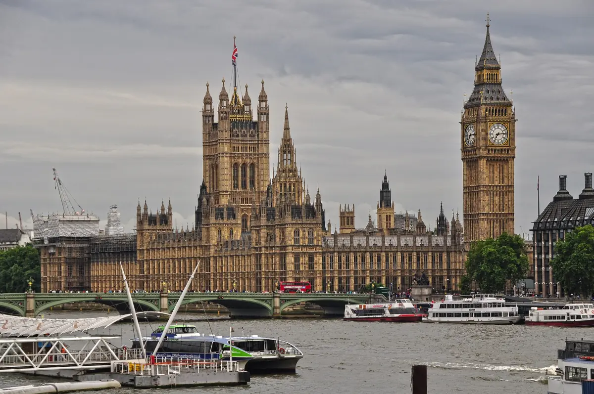 The palace seen from Lambeth with river boats