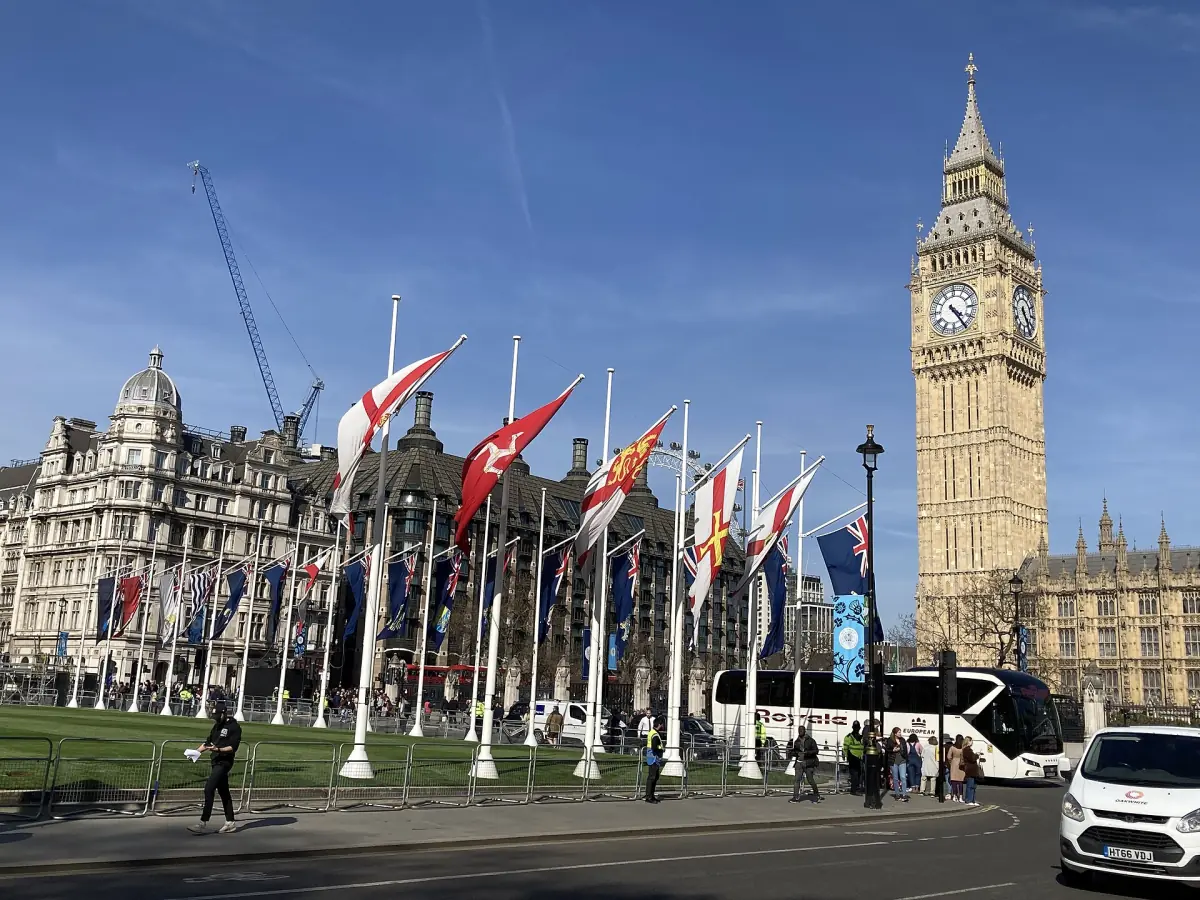Parliament Square with flags