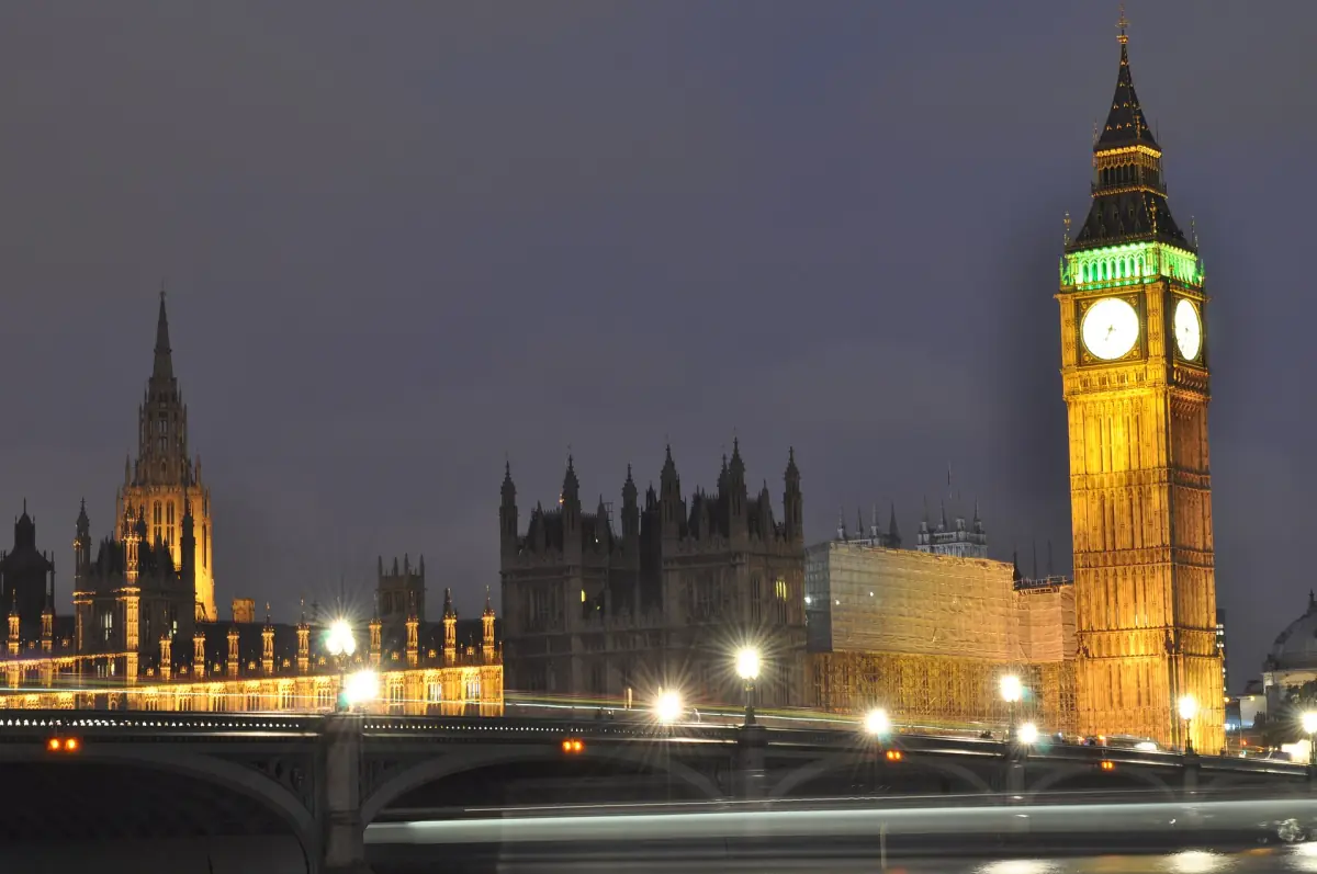 Westminster Bridge and the palace at night